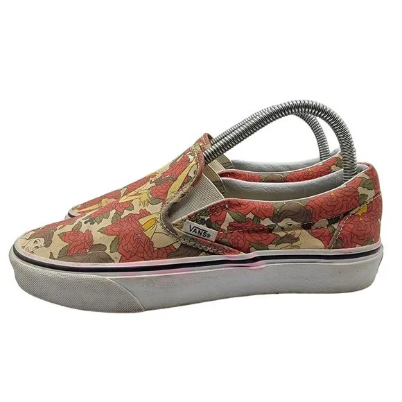Vans Disney Beauty and The Beast Belle Rose Womens Slip On Skate Shoes Size 8.5 - Picture 5 of 12